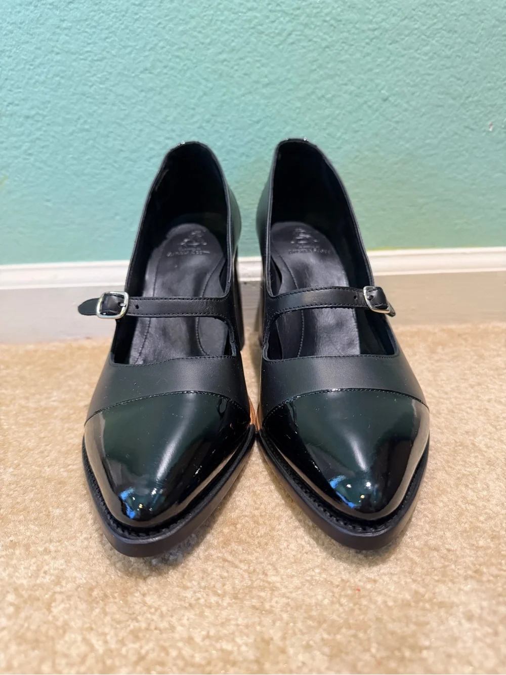 The Office of Angela Scott Miss Eliza Black Leather High Heel